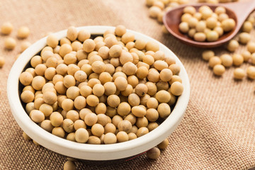 Soybeans on a white background
