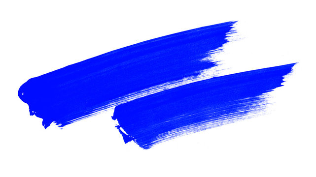 Two paint smears. Abstrct blue paint brush