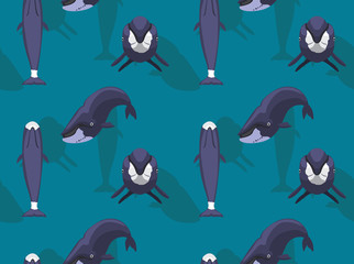 Cute Bowhead Whale Cartoon Seamless Background Wallpaper
