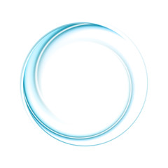Bright blue smooth abstract circular logo technology background. Vector design