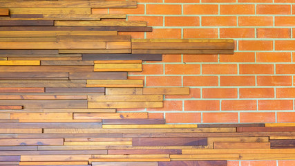 wood and brick  block wall texture background.
