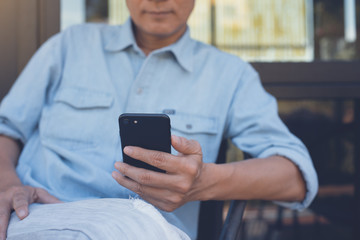 Man using smartphone
