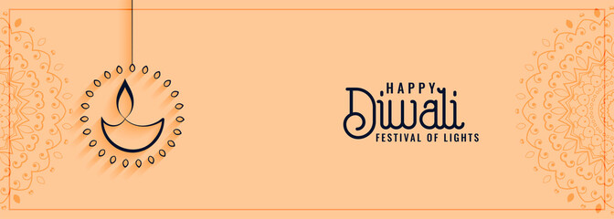happy diwali cultural festival banner in clean style