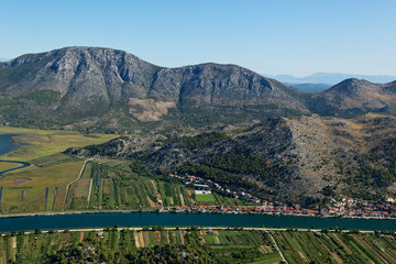 Fototapeta na wymiar Aerial view of plantations onthe Neretva River delta, Croatia