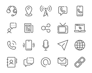 set of contact icons, phone, address, communication