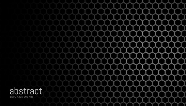 black background with hexagonal mesh pattern design