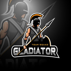 Gladiator holding spear and shield