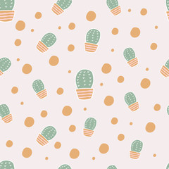 cactus seamless template, green, hand drawn, cute, wrapping paper 