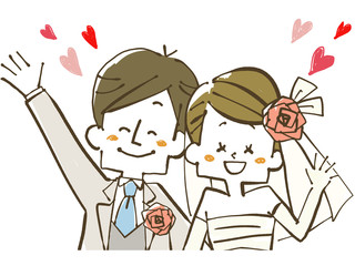 ウェディング-新婚夫婦-ハート