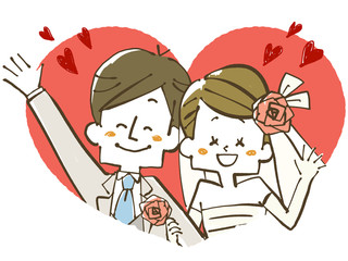 ウェディング-新婚夫婦-ハート