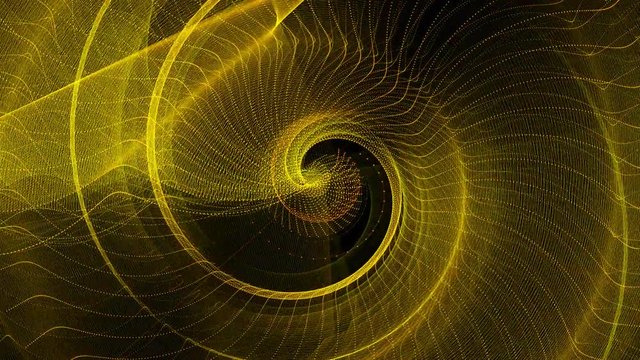 Evolving abstract nautilus concentric spiral fades to black