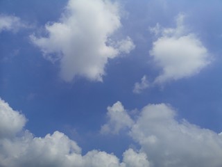 Stratocumulus white clouds in the blue sky natural background beautiful nature space for write 