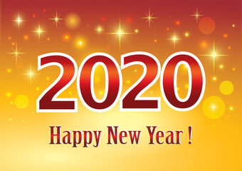 Happy New Year 2020 holiday banner on sparkling background.Vector illustration