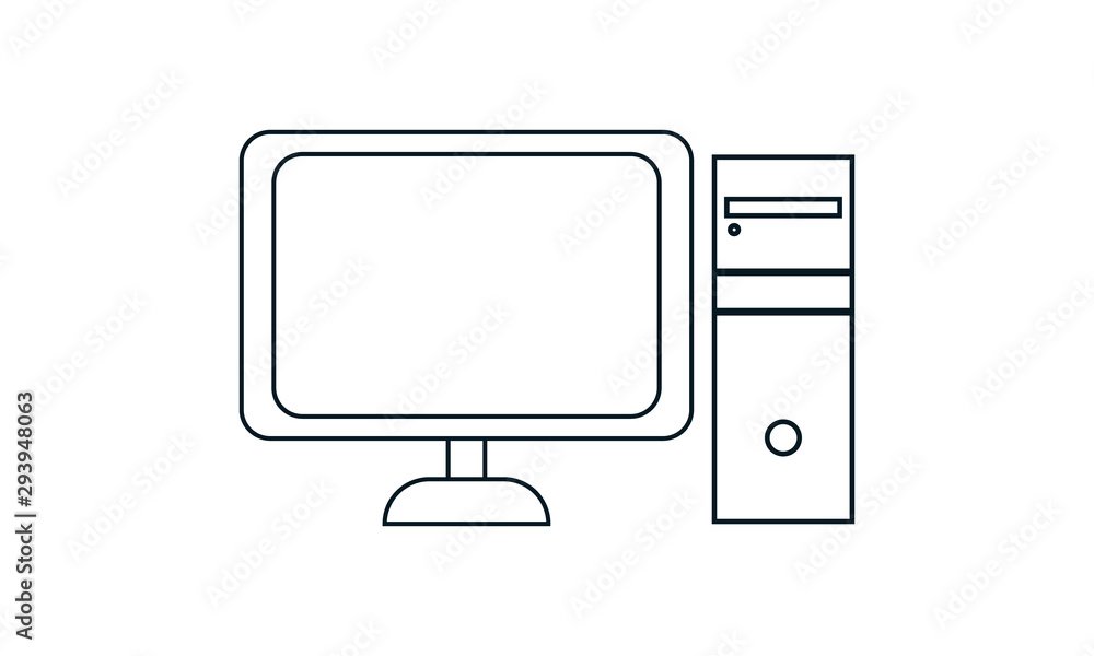 Poster desktop computer icon for digital workspaces and technology
