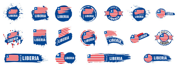 Liberia flag, vector illustration on a white background. - obrazy, fototapety, plakaty