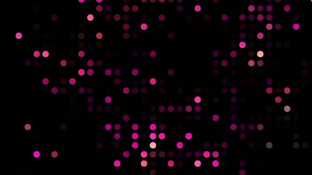 Flashing glowing and glittering circles background. Pink computer graphics animation of shiny balls.