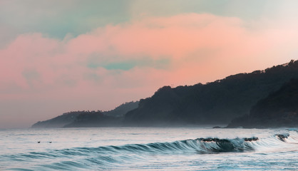 Red & blue sky and mountains