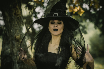 Halloween time, witchcraft, modern witch celebrate. Good ideas for photoshots, cosplay 