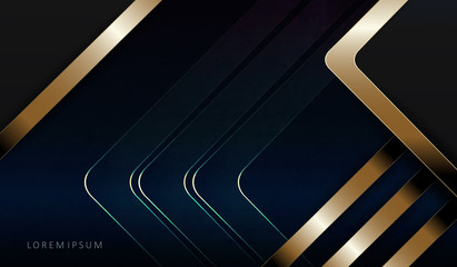 Abstract dark blue texture composition with an arrow and stripes of golden hue