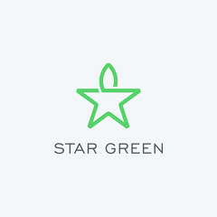 Star with green leaf symbol vector logo design icon
