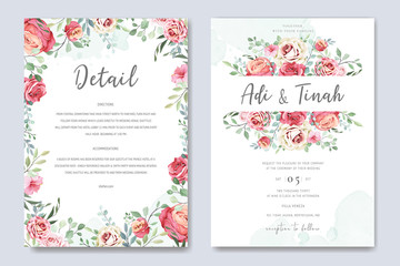 Obraz na płótnie Canvas wedding invitation card in elegant roses template