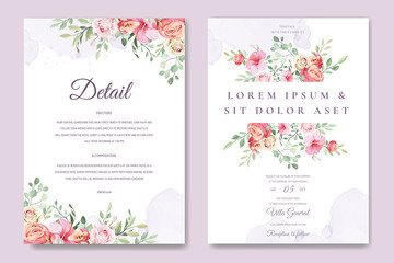 Obraz na płótnie Canvas wedding invitation card in elegant roses template