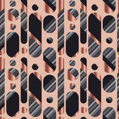 Luxury rose and black oval shapes seamless pattern