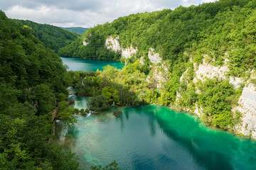 Milan's Lake and Gavan's Lake enclosed by the overgrown mountain slopes of the Lower Lakes Canyon at the Plitvice Lakes National Park in Croatia © schusterbauer.com