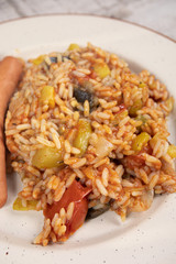 saucisse et riz à la ratatouille