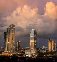 Skyline of Colombo Sri Lanka at twilight