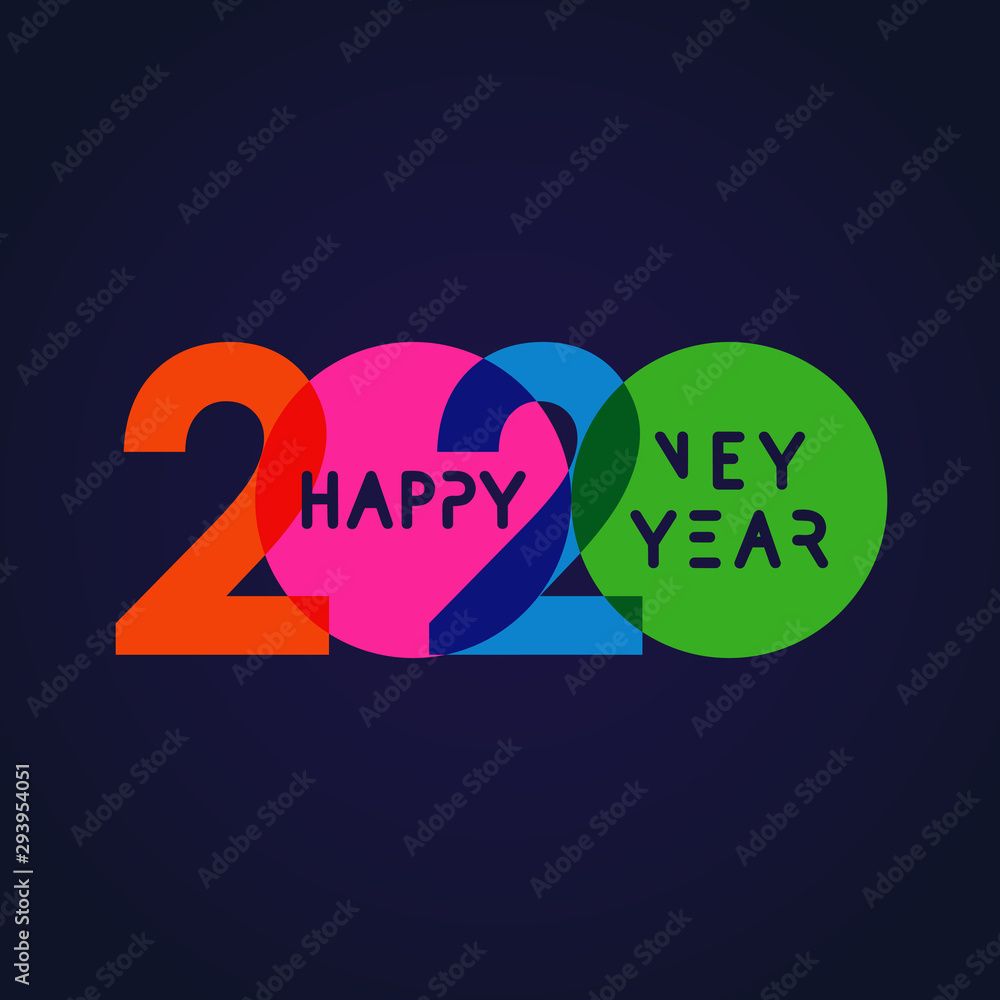 Fototapete 2020 a happy new year greeting card. xmas night background. colorful holiday numbers and text. colou