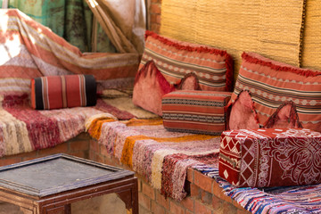Intricate design on an egyptian or moroccan carpet as a background. Old traditional moroccan...