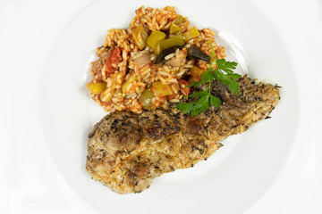 escalope de porc et riz à al ratatouille