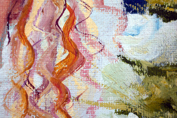 Abstract modern painting. Painting painted with a palette knife on canvas with oil paints in a large stroke.