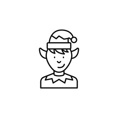 elf, Christmas line icon on white background