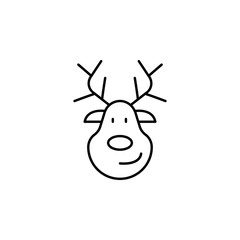 deer, Christmas line icon on white background