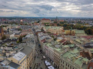 Fototapeta na wymiar Grodzka street in Krakow from a bird's eye view, Poland