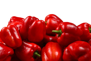 Fresh red bell pepper isolated on white background. Copy space.