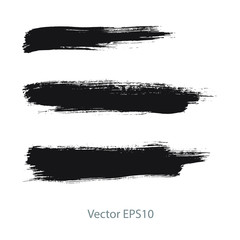 brush strokes watercolor background. Vector black paint