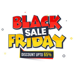 Naklejka na ściany i meble Black Friday Sale template or flyer design with 65% discount offer.