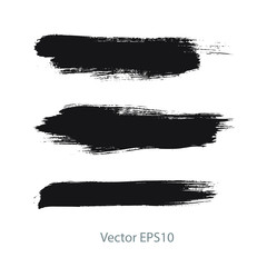 brush strokes watercolor background. Vector black paint