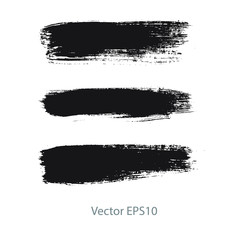 brush strokes watercolor background. Vector black paint