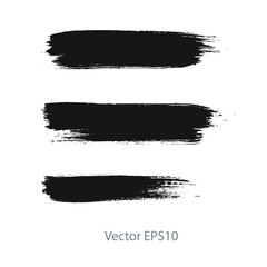 brush strokes watercolor background. Vector black paint
