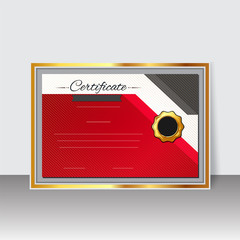 Blank Certificate or Diploma template design with gloden stamp.