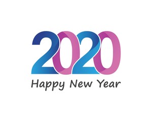 Happy New Year 2020 Text Design Patter, Vector illustration