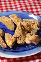 Panierte Lammherzen mise en place