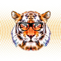 Abstract colorful tiger on white background