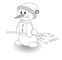 funny snowman made of snow during the winter months