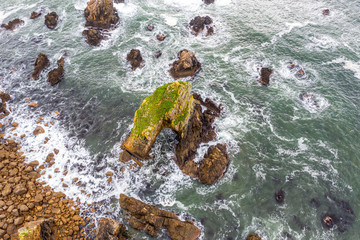 Aerial view of the Crohy Head Sea Arch, County Donegal - Ireland