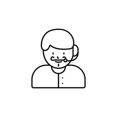 call center, avatar line icon on white background